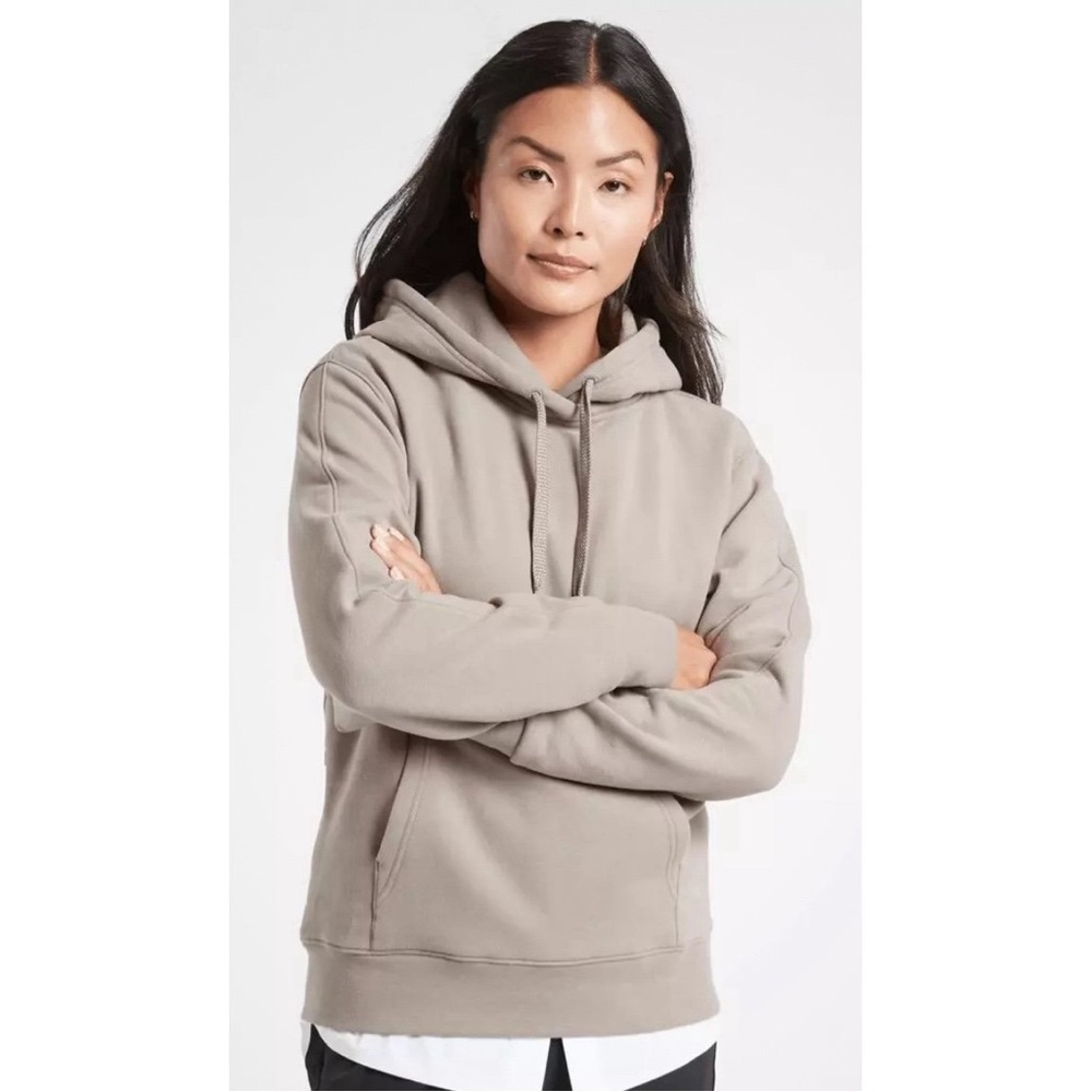 Athleta Retroplush Hoodie Sweatshirt in taupe gray